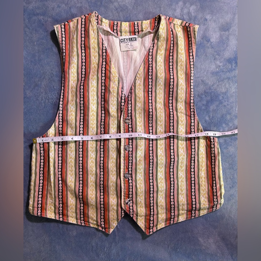 Vintage City Jeans Striped Button-Front Vest in Multicolor